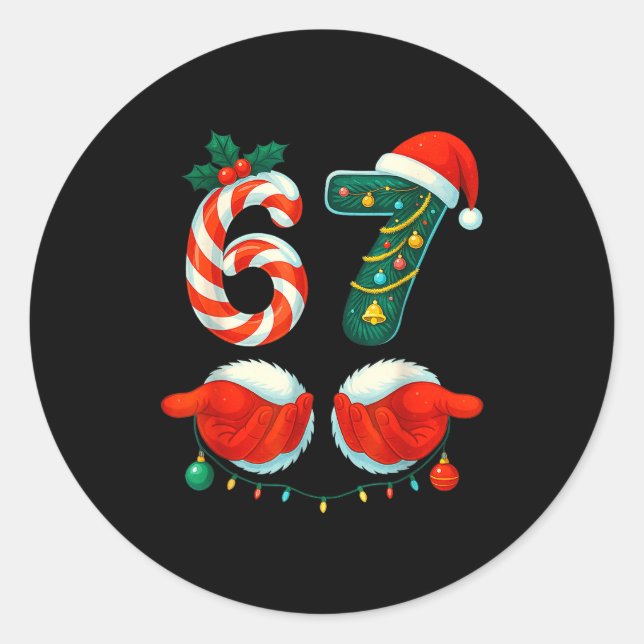 67 Christmas 6 7 Meme Pajamas Holiday Gen Alpha Sl Classic Round Sticker (Front)