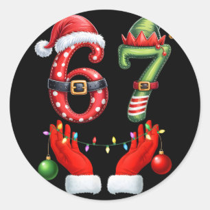 67 Christmas 6 7 Meme Pajamas Holiday Gen Alpha Sl Classic Round Sticker
