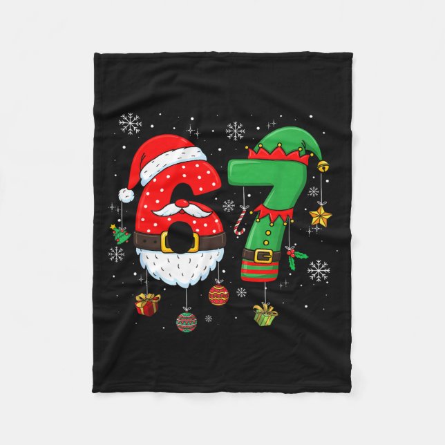 67 Christmas 6 7 Meme Pajamas Holiday Gen Alpha Sl Fleece Blanket (Front)