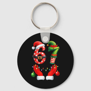 67 Christmas 6 7 Meme Pajamas Holiday Gen Alpha Sl Keychain