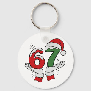 67 Christmas 6 7 Meme Pajamas Holiday Gen Alpha Sl Keychain