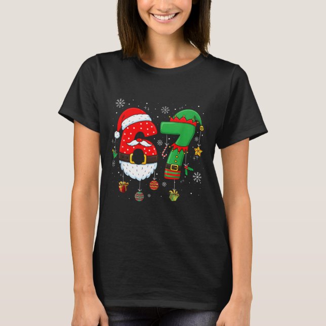 67 Christmas 6 7 Meme Pajamas Holiday Gen Alpha Sl T-Shirt (Front)