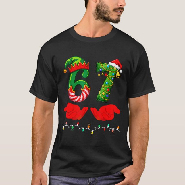 67 Christmas 6 7 Meme Pajamas Holiday Gen Alpha Sl T-Shirt (Front)