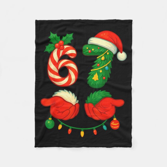 67 Christmas 6 7 Meme Pajamas Holiday Xmas  Fleece Blanket (Front)