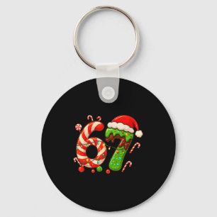 67 Christmas 6 7 Six Seven Meme 67 Candy Cane Xmas Keychain