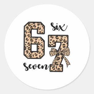 67 Christmas 6 7 Six Seven Meme 67 Leopard Cheetah Classic Round Sticker