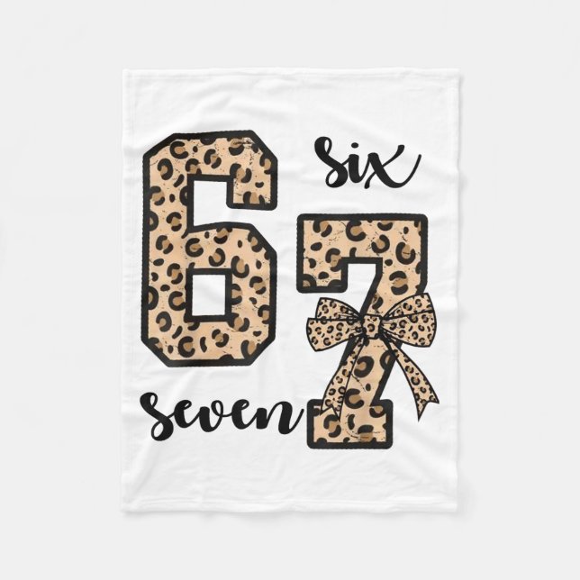 67 Christmas 6 7 Six Seven Meme 67 Leopard Cheetah Fleece Blanket (Front)