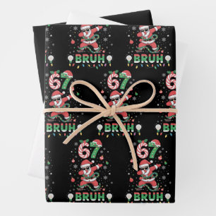 67 Christmas Bruh 6 7 Funny Meme Santa Dabbing Wrapping Paper Sheet