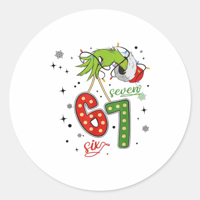 67 Christmas Costume Funny Winter Celebration  Classic Round Sticker (Front)