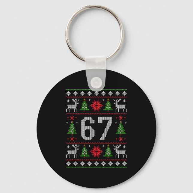 67 Christmas Costume Pajamas Xmas Holiday Number 6 Keychain (Front)