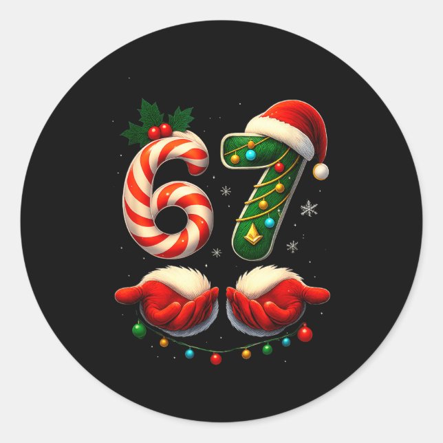 67 Christmas Couple Pajamas Matching Holidays Six  Classic Round Sticker (Front)