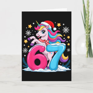 67 Christmas Cute Unicorn Six Seven Meme 6 7 Chris Card