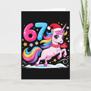 67 Christmas Cute Unicorn Six Seven Meme 6 7 Chris Card