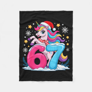67 Christmas Cute Unicorn Six Seven Meme 6 7 Chris Fleece Blanket