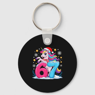 67 Christmas Cute Unicorn Six Seven Meme 6 7 Chris Keychain