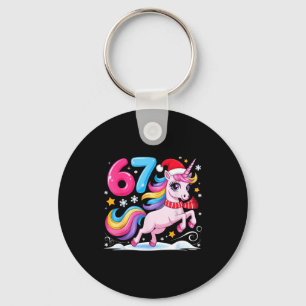 67 Christmas Cute Unicorn Six Seven Meme 6 7 Chris Keychain