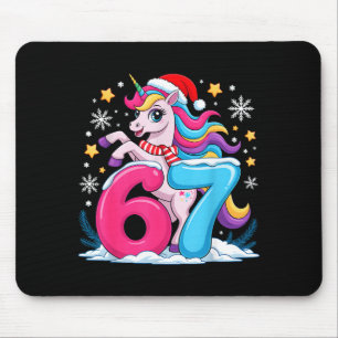 67 Christmas Cute Unicorn Six Seven Meme 6 7 Chris Mouse Pad