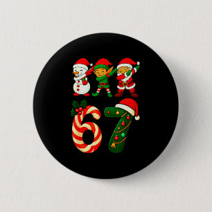 67 Christmas Dabbing Santa Elf Snowman Funny Six S 2 Inch Round Button
