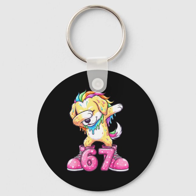 67 Christmas Funny 67 Brainrot Youth Kids Dog 67  Keychain (Front)