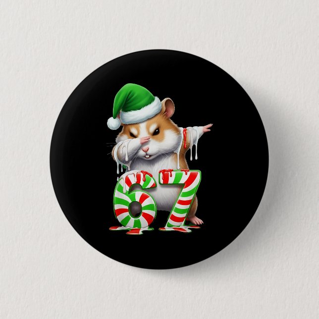 67 Christmas Funny 67 Brainrot Youth Kids Hamster  2 Inch Round Button (Front)