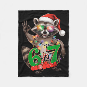 67 Christmas Funny Raccoon Festive 6-7 Meme Boys G Fleece Blanket