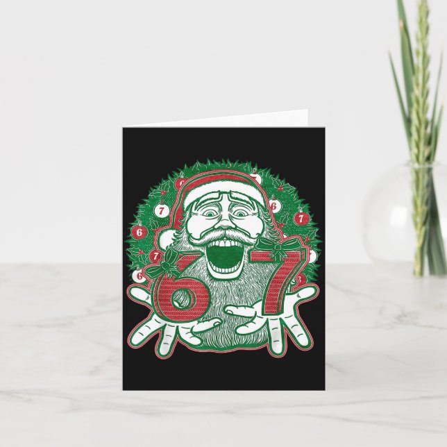 67 Christmas Funny Six Seven Meme Brainrot Santa C Card (Front)