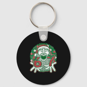 67 Christmas Funny Six Seven Meme Brainrot Santa C Keychain