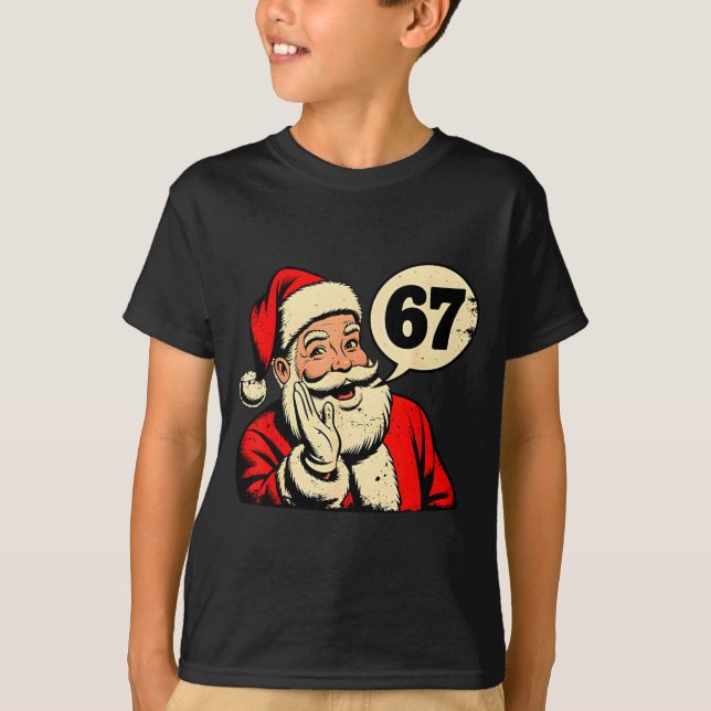 67 Christmas Funny Six Seven Meme Brainrot Santa C T-Shirt (Front)
