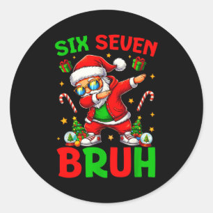 67 Christmas Funny Six Seven Meme Brainrot Santa K Classic Round Sticker