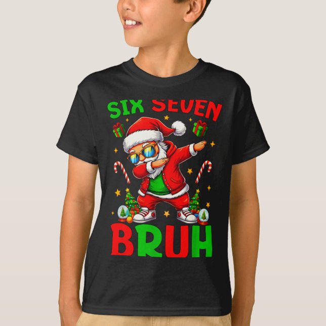 67 Christmas Funny Six Seven Meme Brainrot Santa K T-Shirt (Front)