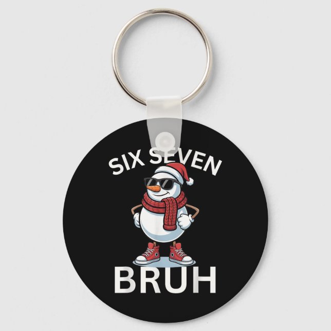 67 Christmas Funny Six Seven Meme Brainrot Snowman Keychain (Front)