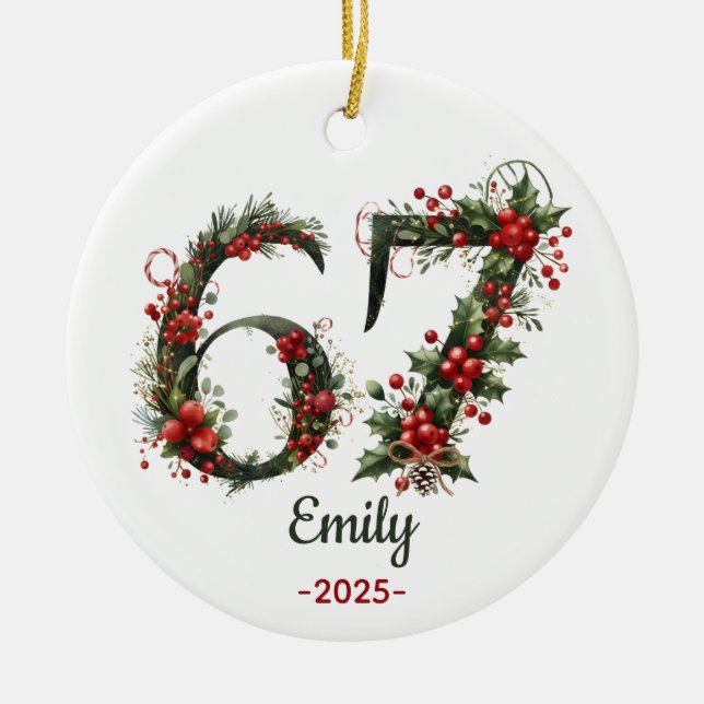 67 Christmas Gift, Custom 2025 Kids Ornament (Front)