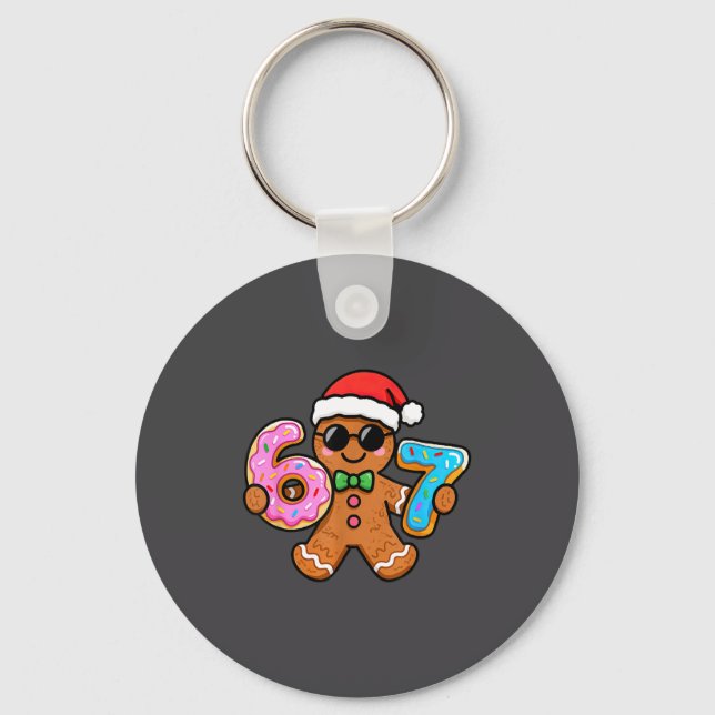 67 Christmas Gingerbread Six Seven Meme Gen Alpha  Keychain (Front)