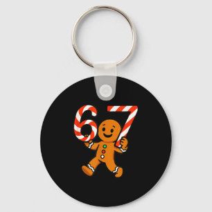 67 Christmas Gingerbreadman Candy Cane 6 7 Meme Xm Keychain