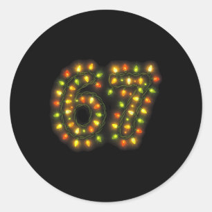 67 Christmas Lights 6 7 Meme Gen Alpha Slang Classic Round Sticker