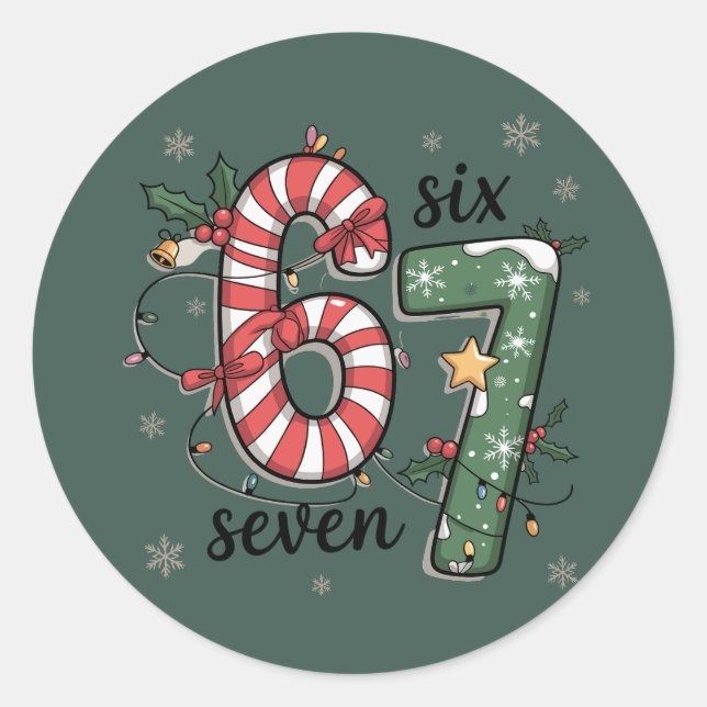 67 Christmas Lights Six Seven Holiday Funny Meme Classic Round Sticker (Front)
