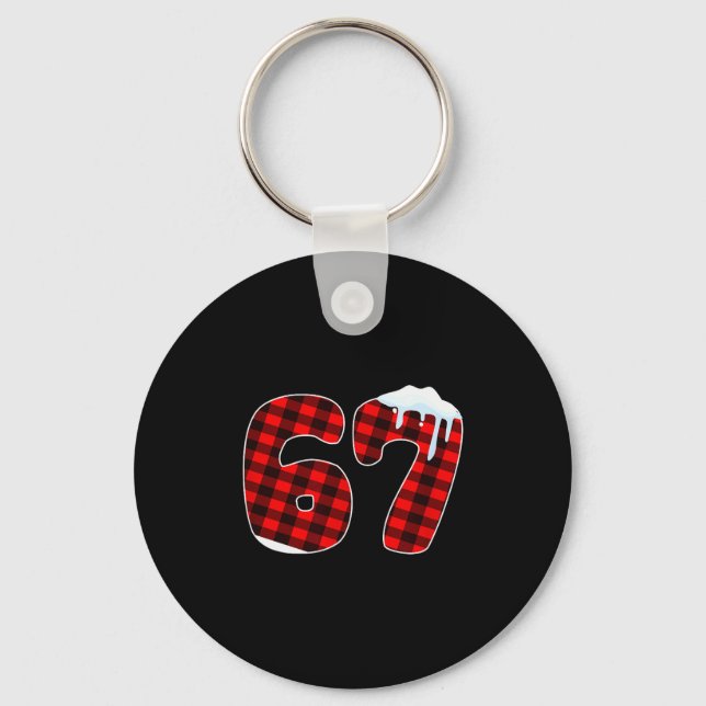 67 Christmas Meme 6 7 Numbers Six Seven Funny Xmas Keychain (Front)