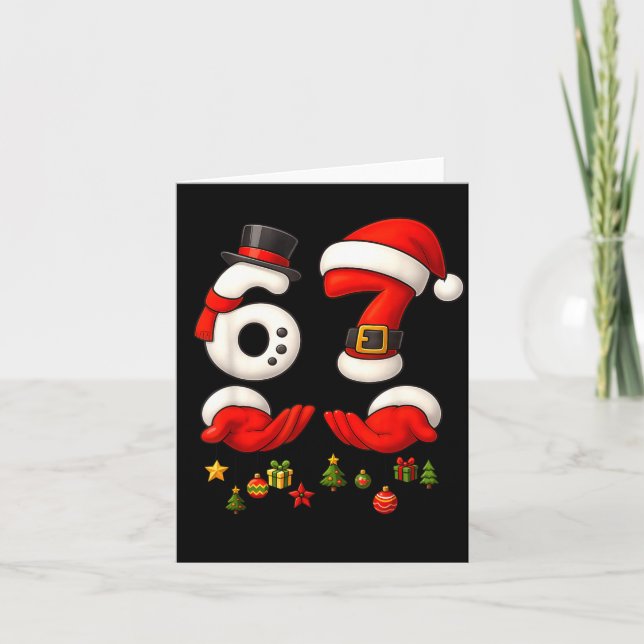67 Christmas Meme Funny 6 7 Hands Gen Alpha Slang  Card (Front)
