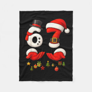67 Christmas Meme Funny 6 7 Hands Gen Alpha Slang Fleece Blanket