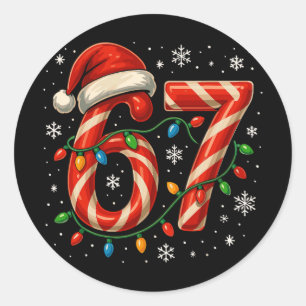 67 Christmas Meme Funny Six Seven Xmas Lights Cand Classic Round Sticker