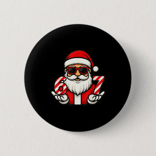 67 Christmas Meme Six Funny Santa 2 Inch Round Button