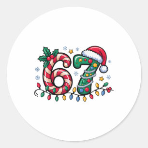 67 Christmas Meme Six Seven Xmas Funny Boys Girls  Classic Round Sticker