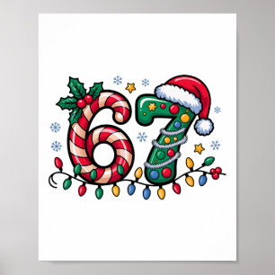 67 Christmas Meme Six Seven Xmas Funny Boys Girls Poster