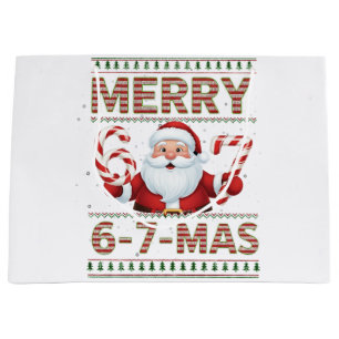 67 Christmas Merry 6 7 Mas Ugly Xmas Six Seven Large Gift Bag