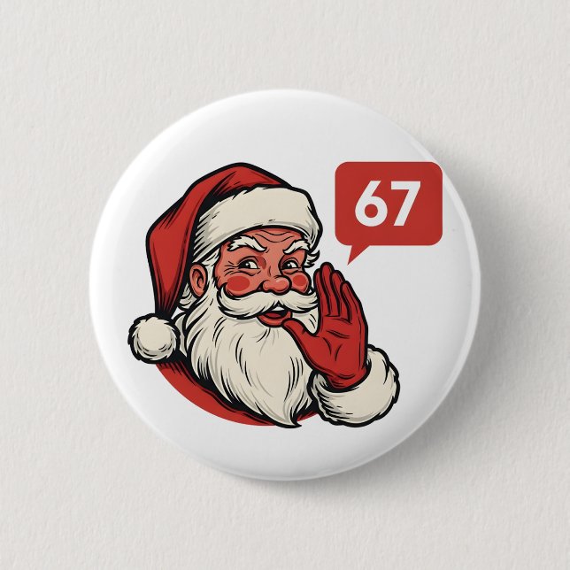 67 Christmas Merry Six Seven Brainrot Santa Claus 2 Inch Round Button (Front)