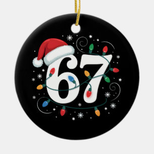 67 Christmas Number Sixty Seven Xmas Santa Kids Ceramic Ornament