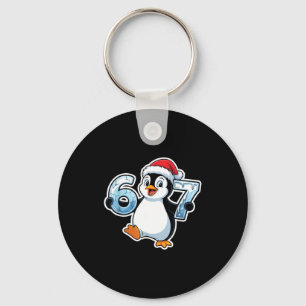 67 Christmas Penguin Santa Hat Birthday Holiday  Keychain