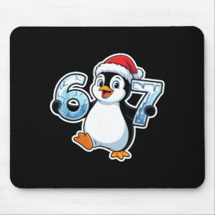 67 Christmas Penguin Santa Hat Birthday Holiday  Mouse Pad