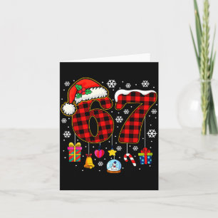 67 Christmas Red Plaid 6 7 Six Seven Boys Christma Card