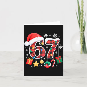 67 Christmas Red Plaid 6 7 Six Seven Boys Christma Card